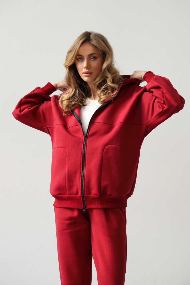 Утепленный хлопковый костюм 24020 burgundy