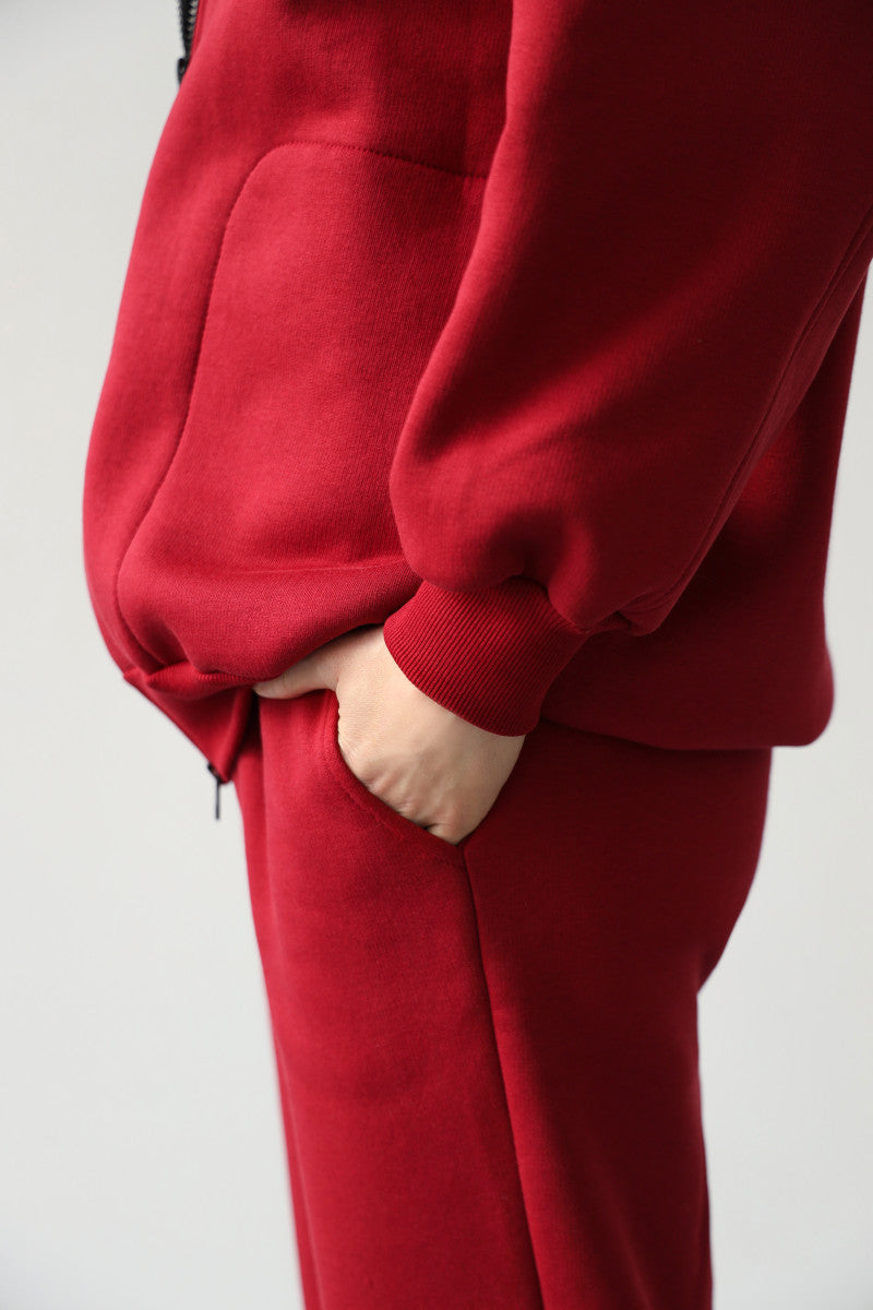 Утепленный хлопковый костюм 24020 burgundy