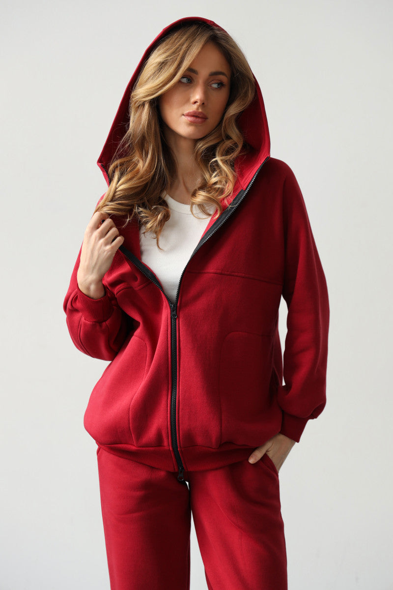 Утепленный хлопковый костюм 24020 burgundy
