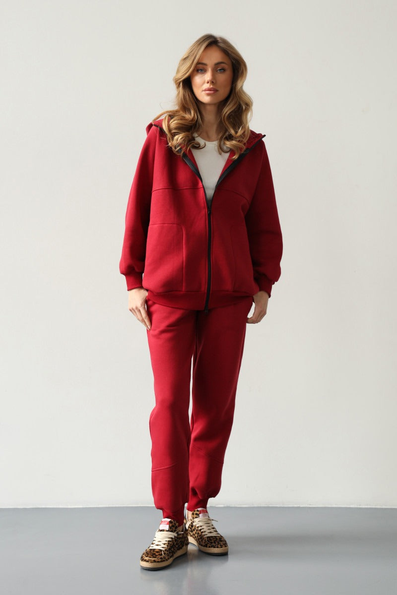 Утепленный хлопковый костюм 24020 burgundy