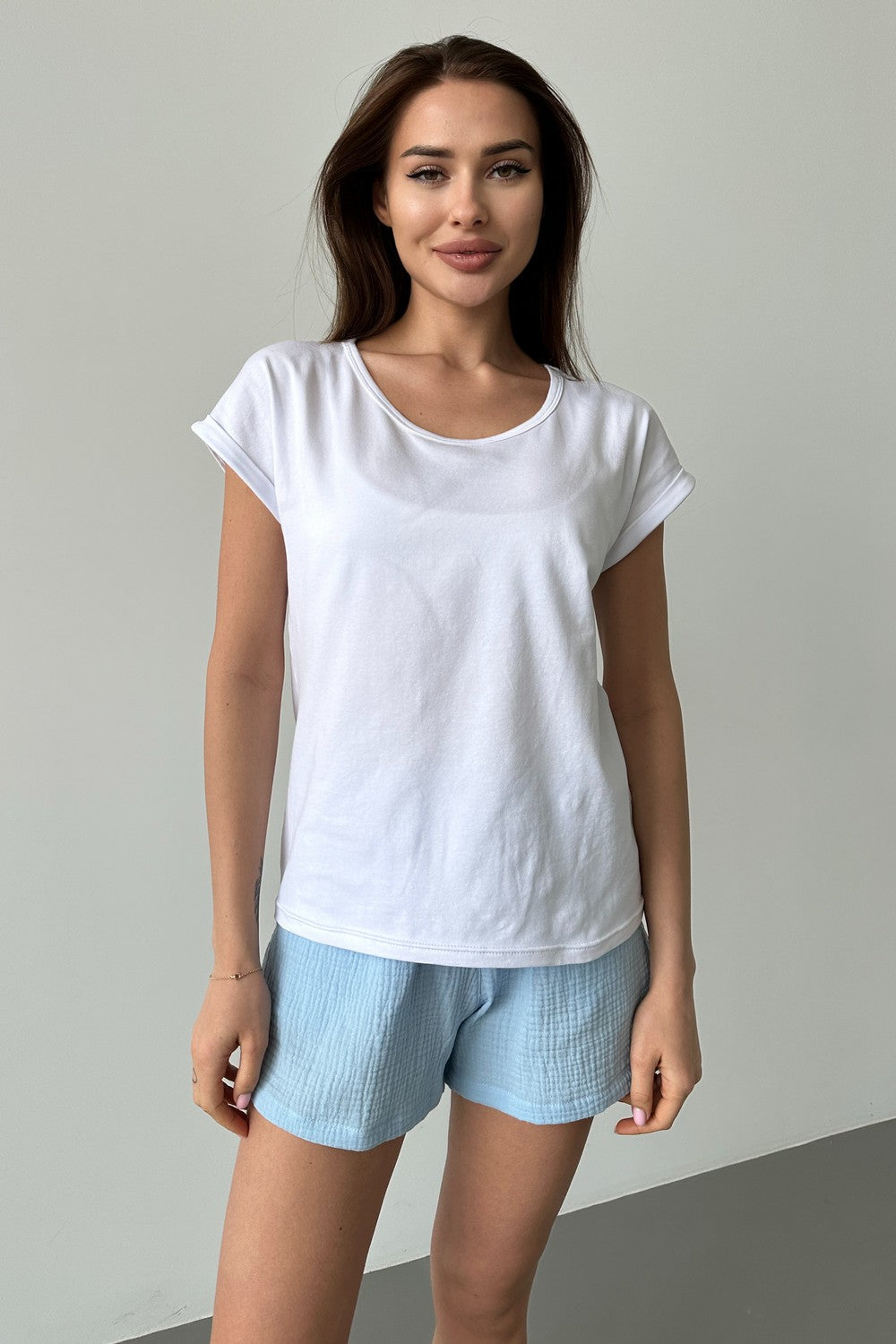 Пижамный комплект с шортами 24033 blue