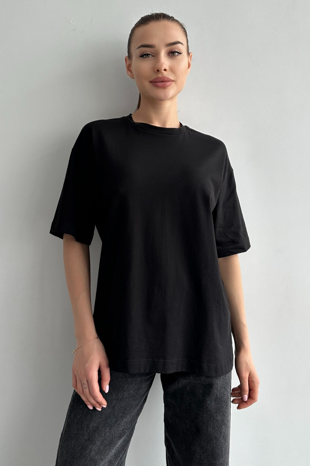 Хлопковая футболка оверсайз 24042 black