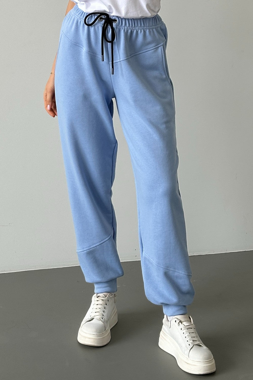 Трикотажные джоггеры с кокеткой 24054 blue