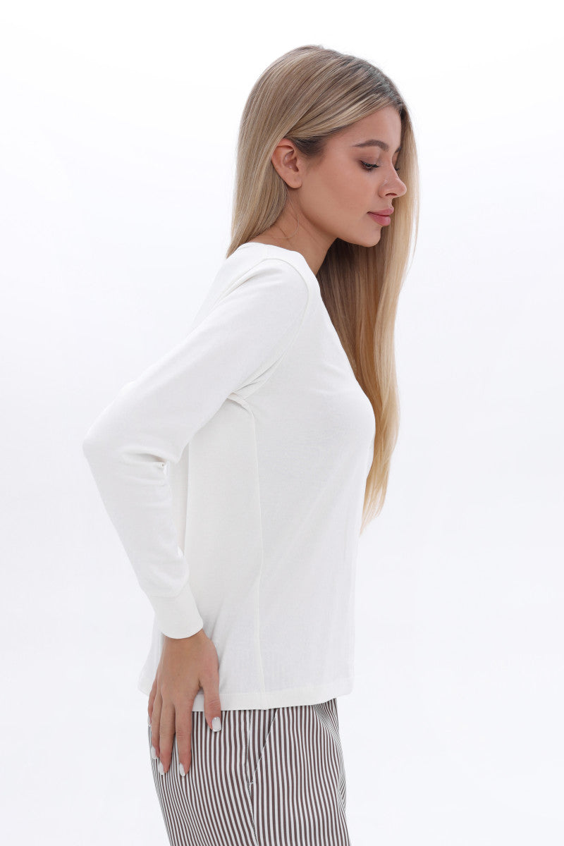 Бавовняний лонгслів з ґудзиками 24159 white