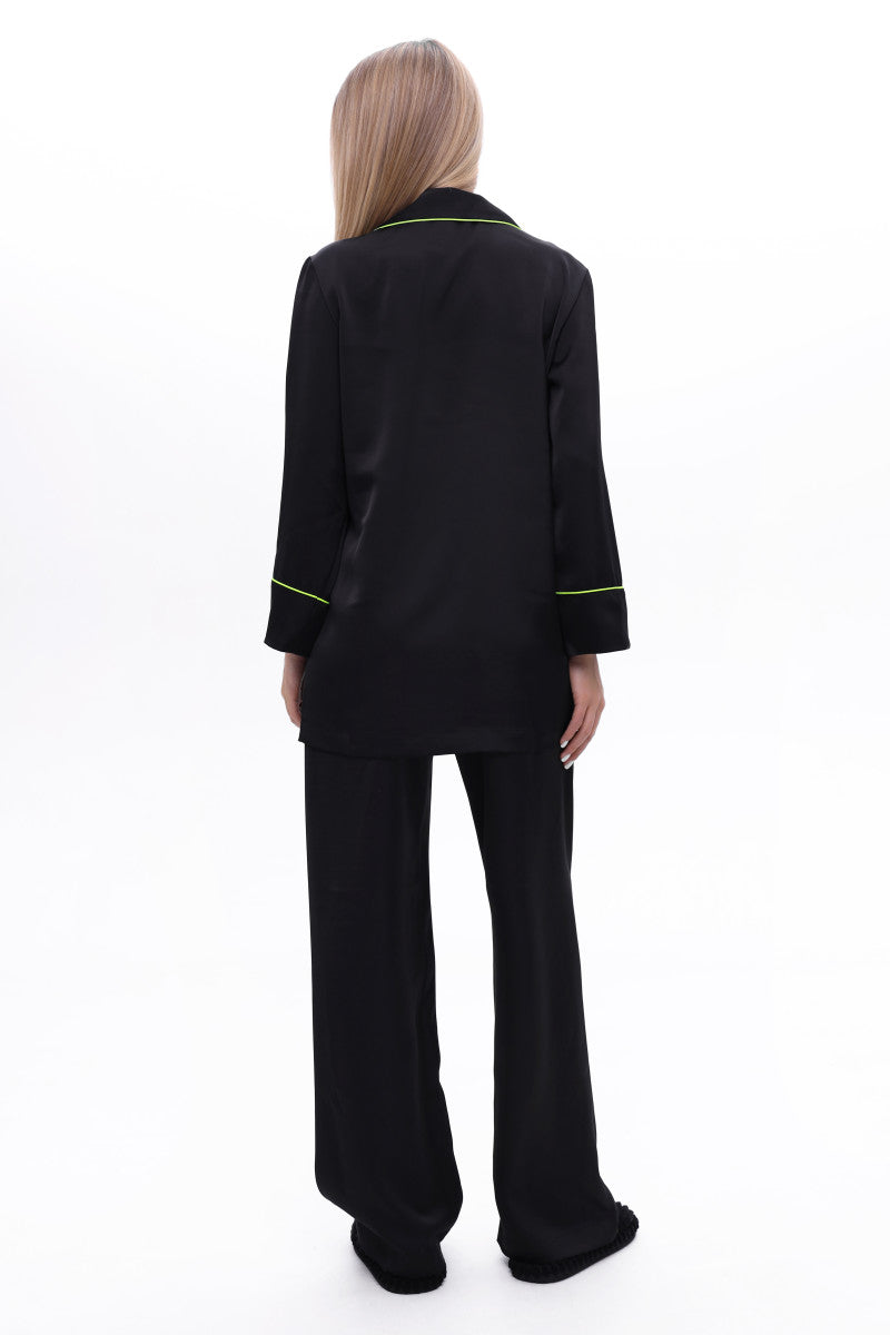 Атласна піжама зі штанами 24161 black