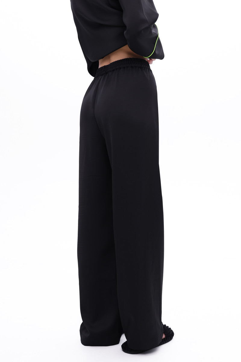 Атласная пижама с брюками 24161 black