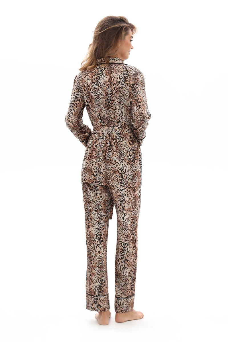 Шелковая пижама на пуговицах 25035 Луиза leopard