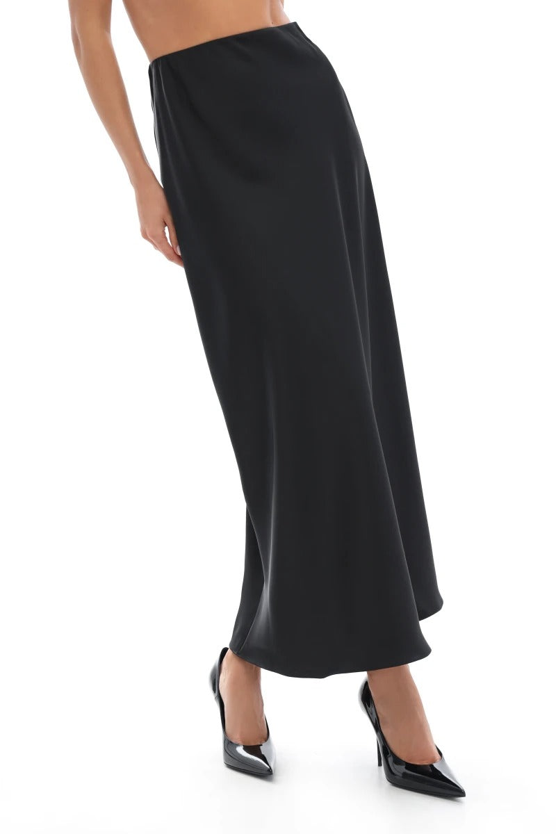 Длинная шелковая юбка 25038 black