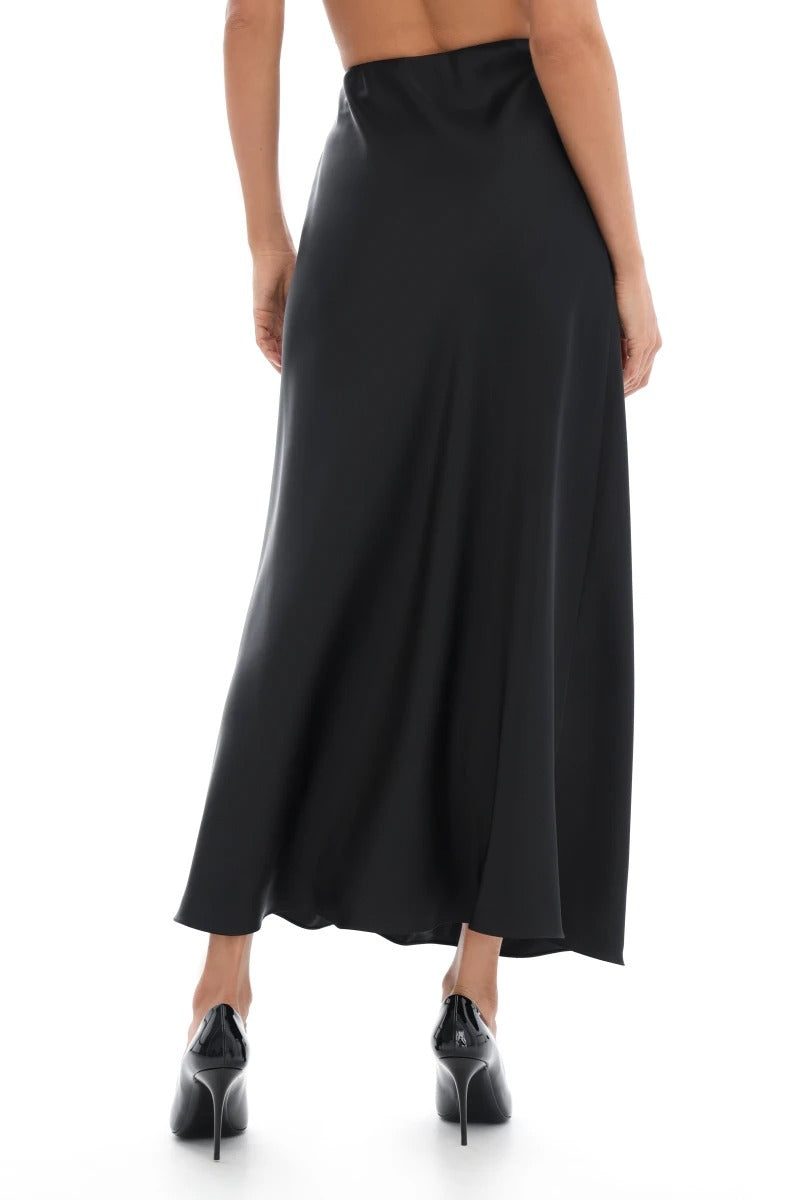Длинная шелковая юбка 25038 black