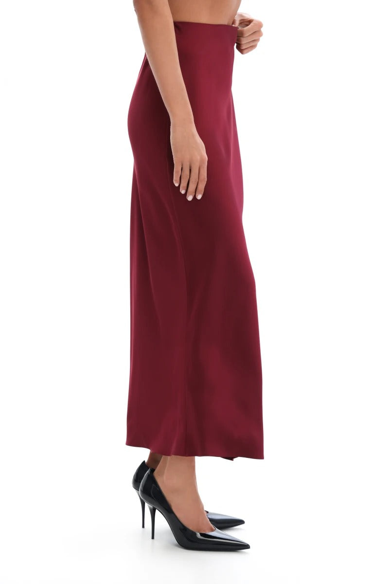 Довга шовкова спідниця 25039 burgundy