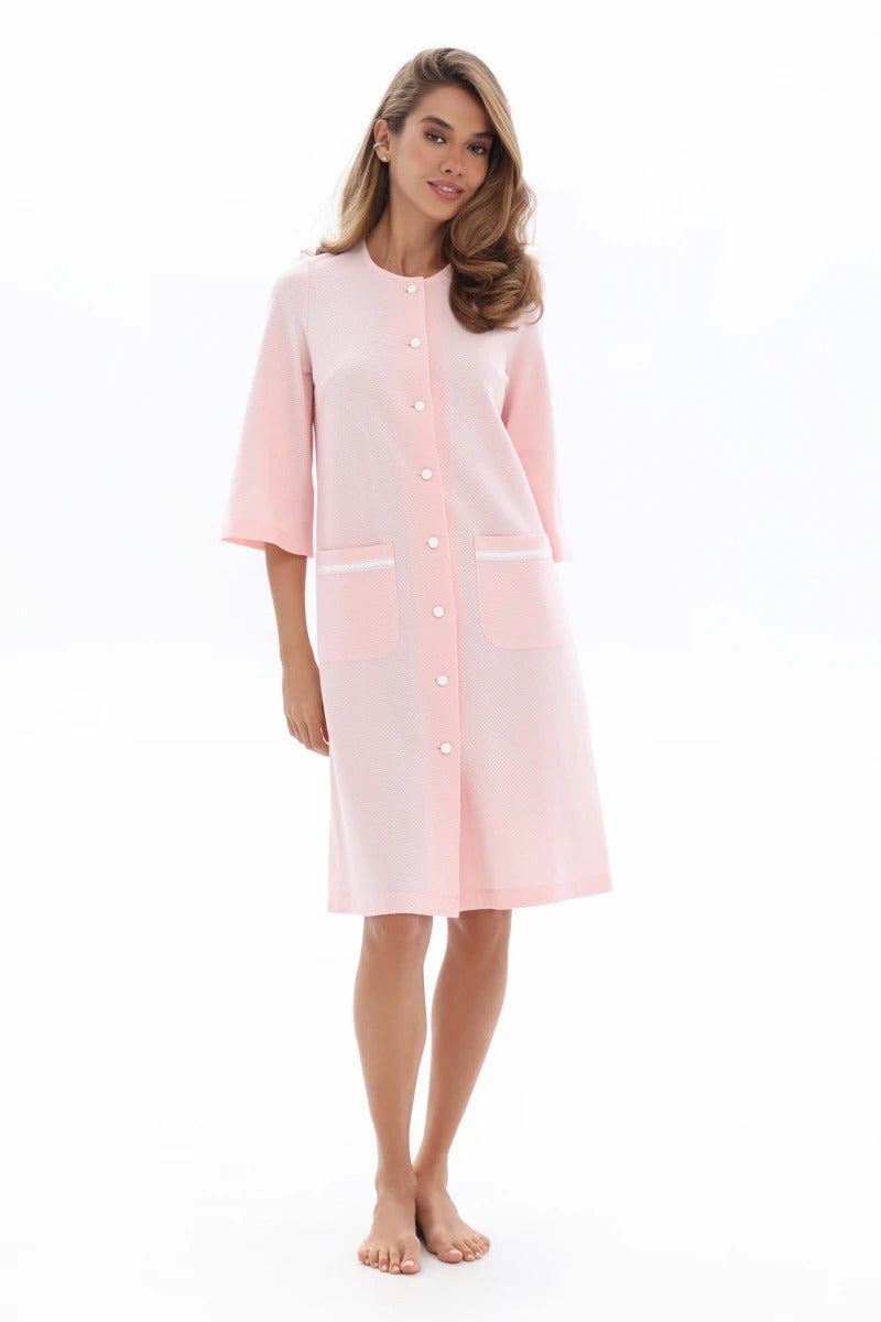 Хлопковый халат на пуговицах 25041 rose