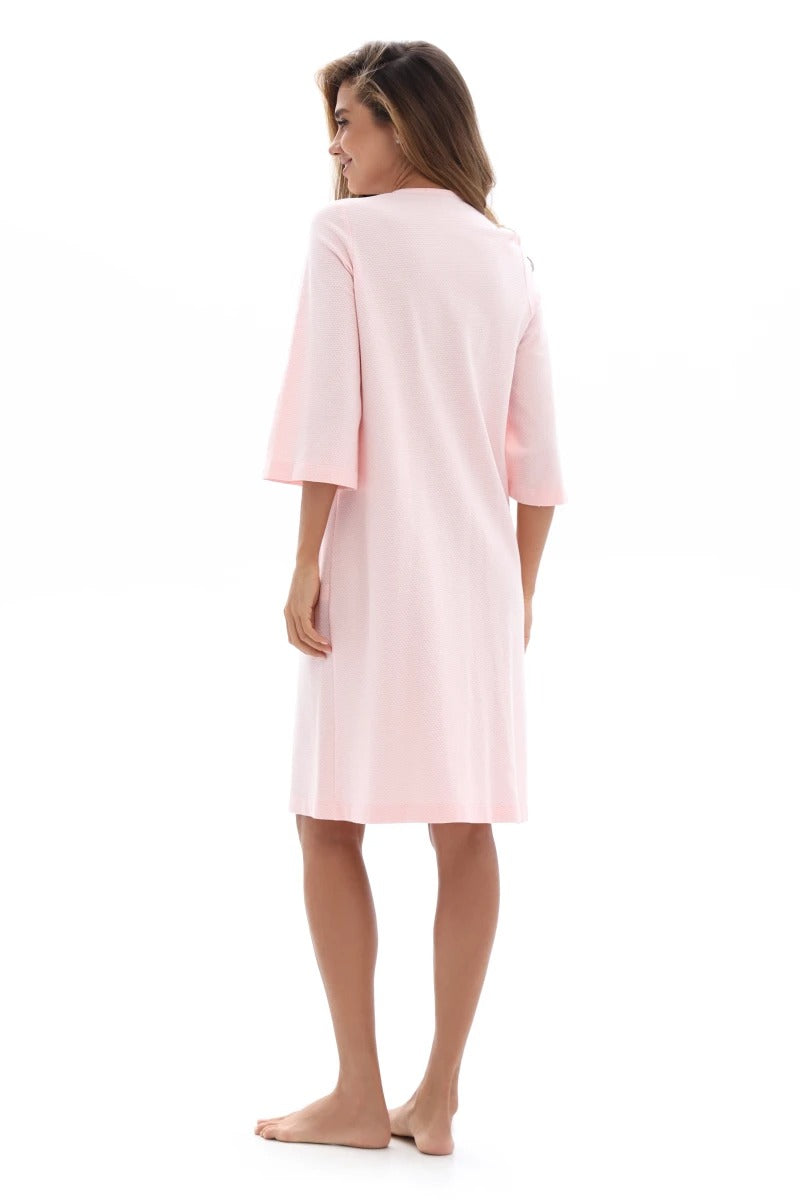 Хлопковый халат на пуговицах 25041 rose
