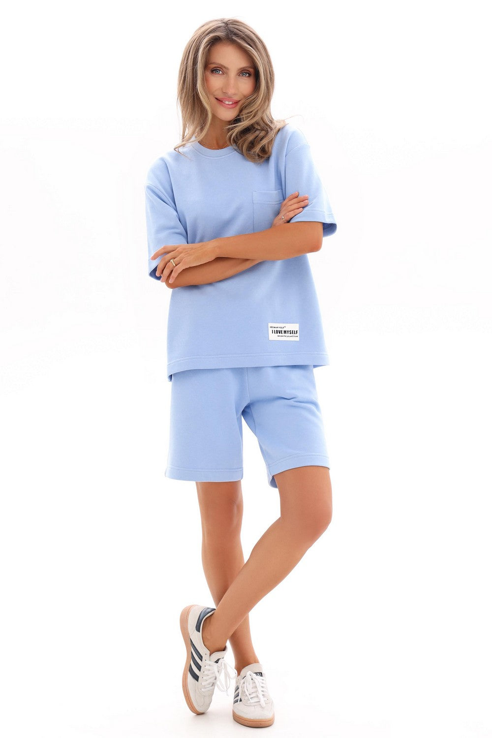 Хлопковый костюм с шортами 25048 blue