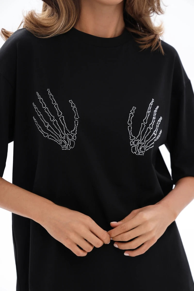 Футболка зі стразами 25053 black
