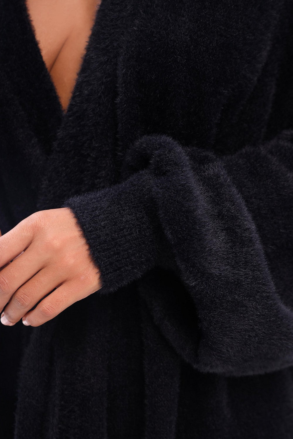 Вязаный кардиган с поясом 25102 black onyx