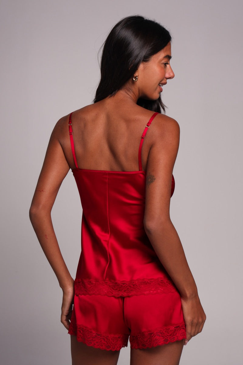 Шовкова піжама з мереживом 25158 Фіалка burgundy