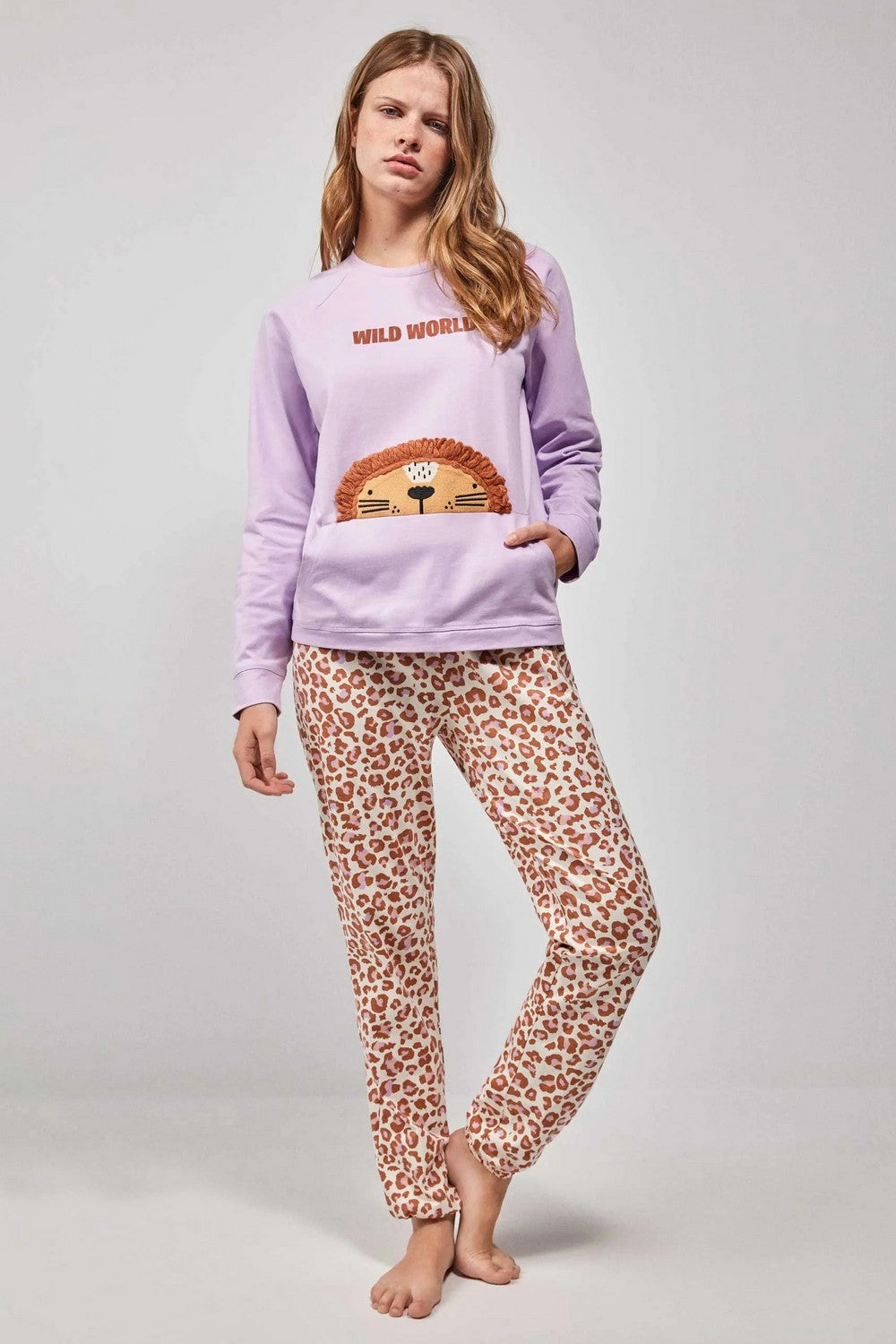 Хлопковая пижама с брюками 2/20210 lilac