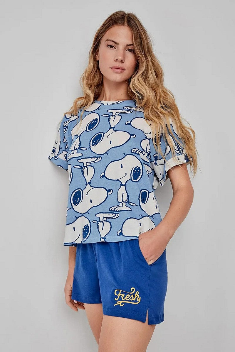 Хлопковая пижама с принтом 2/20282 blue