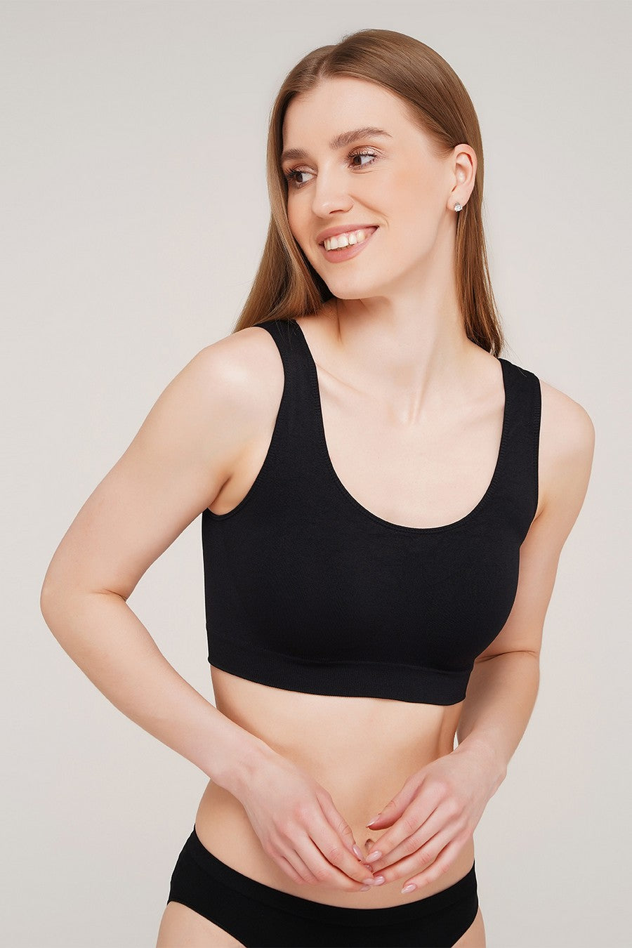 Безшовний бра-топ на широких бретелях 1009647 Tank Top black