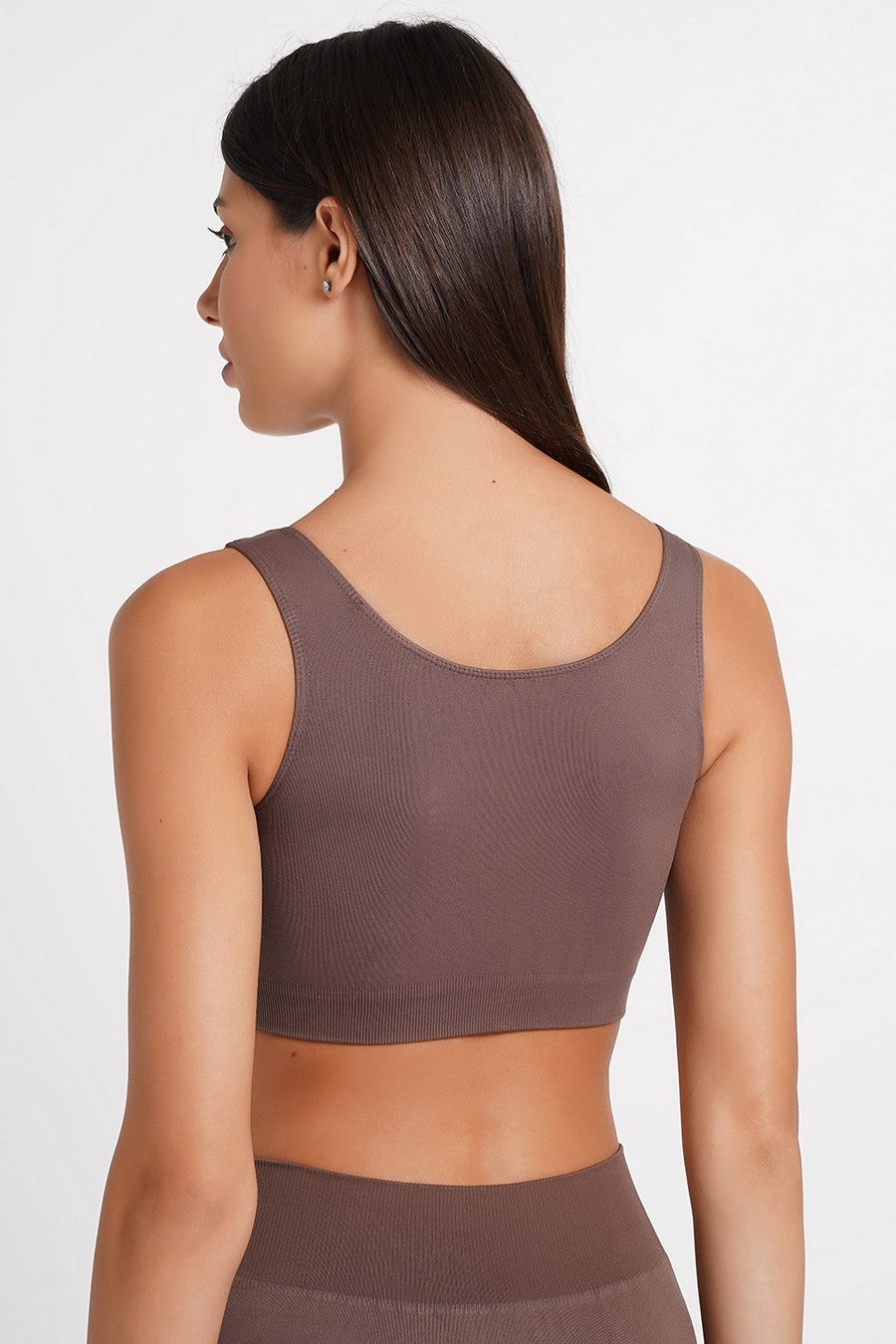 Бесшовный бра-топ на широких бретелях 1009647 Tank Top deep taupe
