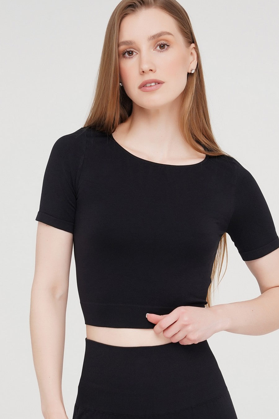 Кроп-топ с коротким рукавом 1009690 Crop T-Shirt black