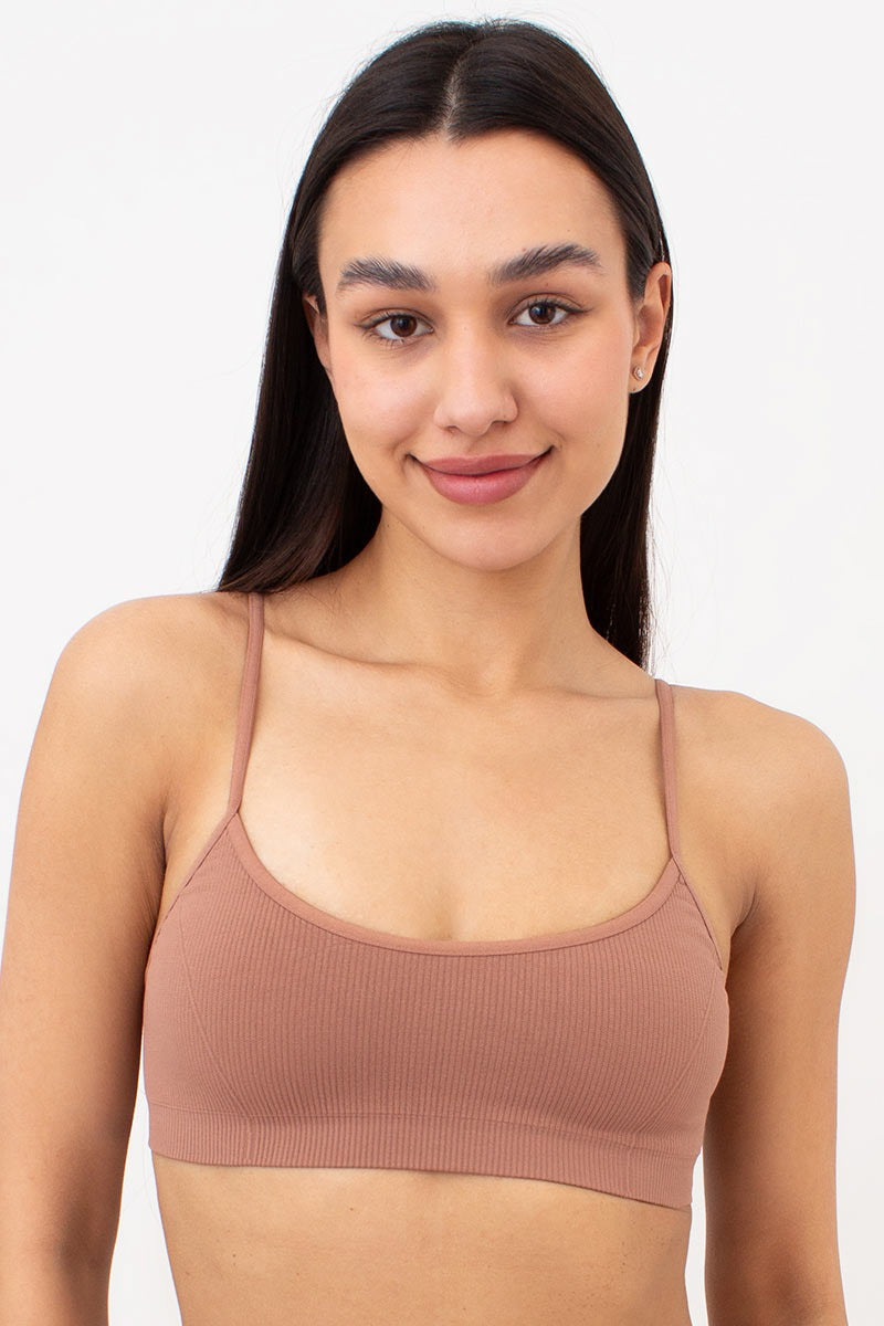 Бесшовный бра-топ в рубчик Cami Top Rib UP-00000413 mokko