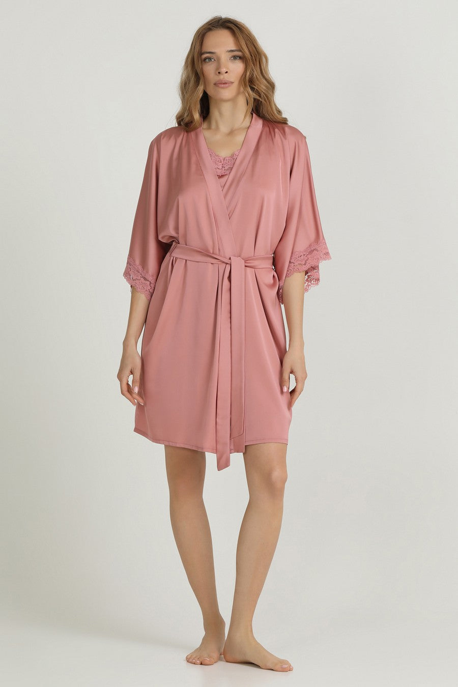 Халат з мереживом Helena UP-00000581 antique rose