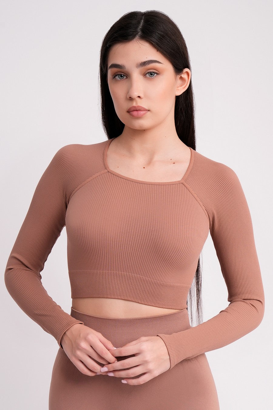 Топ з довгим рукавом Crop Top Rib UP-00001982