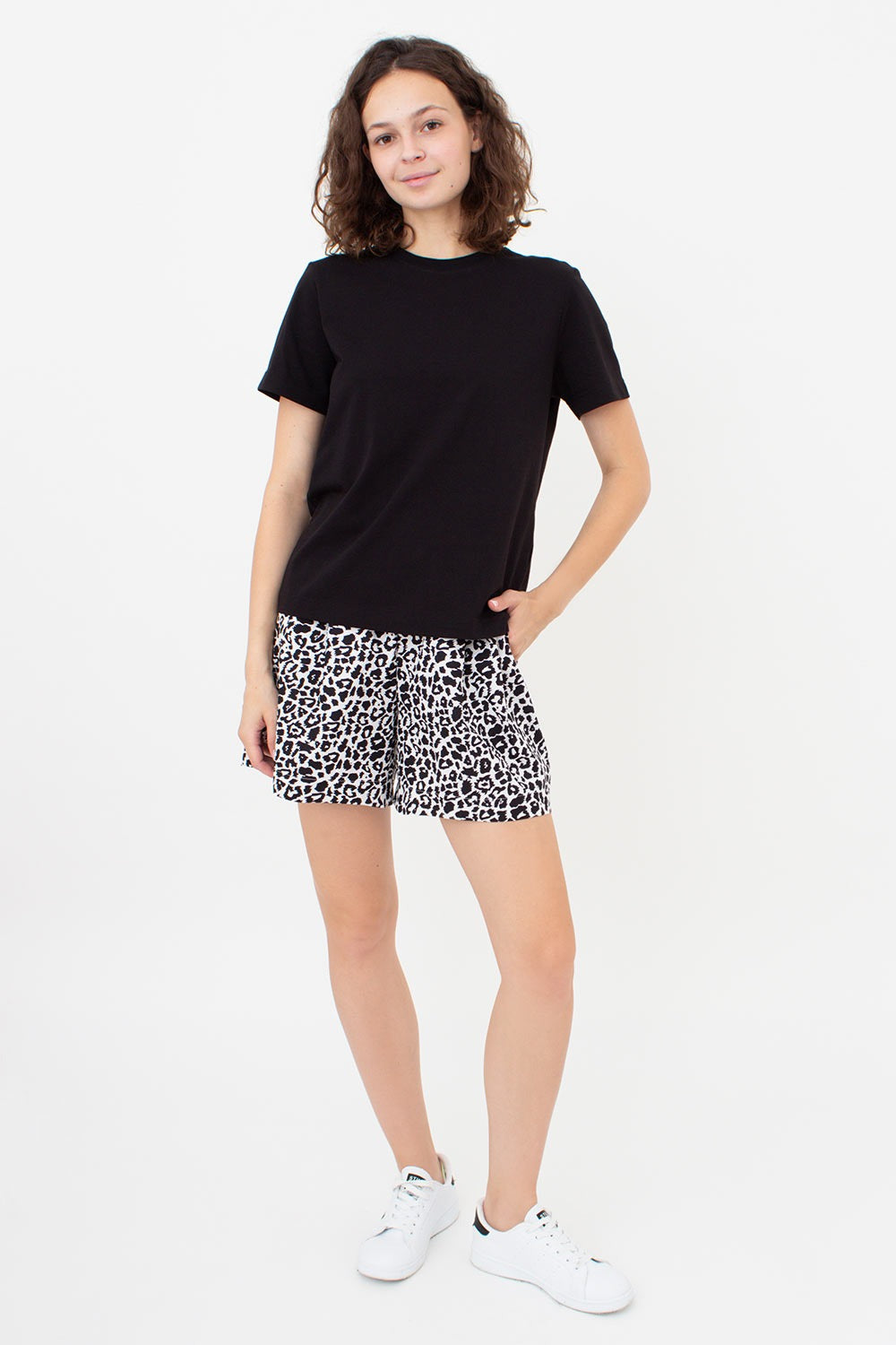 Хлопковые шорты с принтом Street Spotted UP-00002953 white/black leopard print