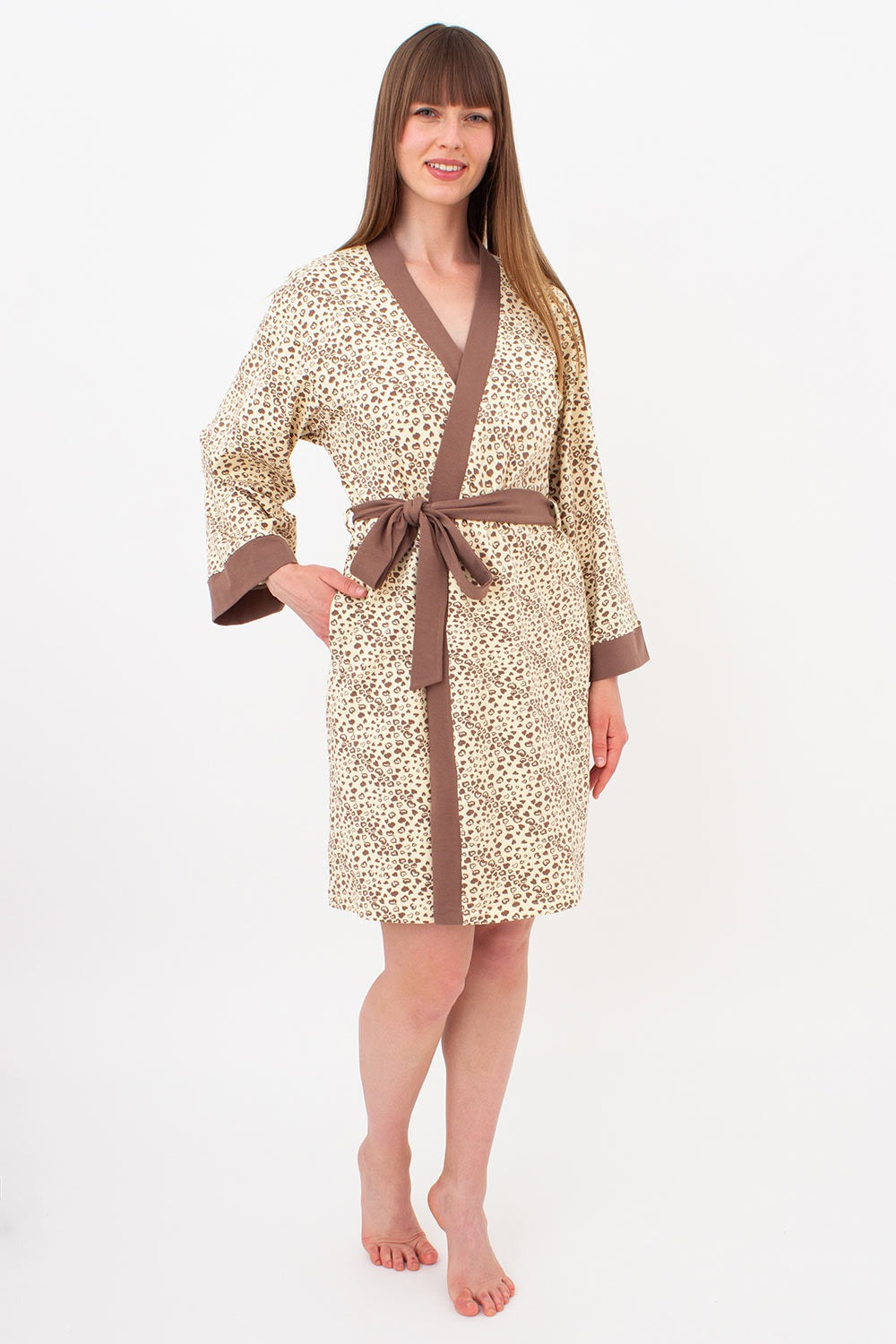 Халат из хлопка Whisper Hearts UP-00002806 pale yellow/brown hearts