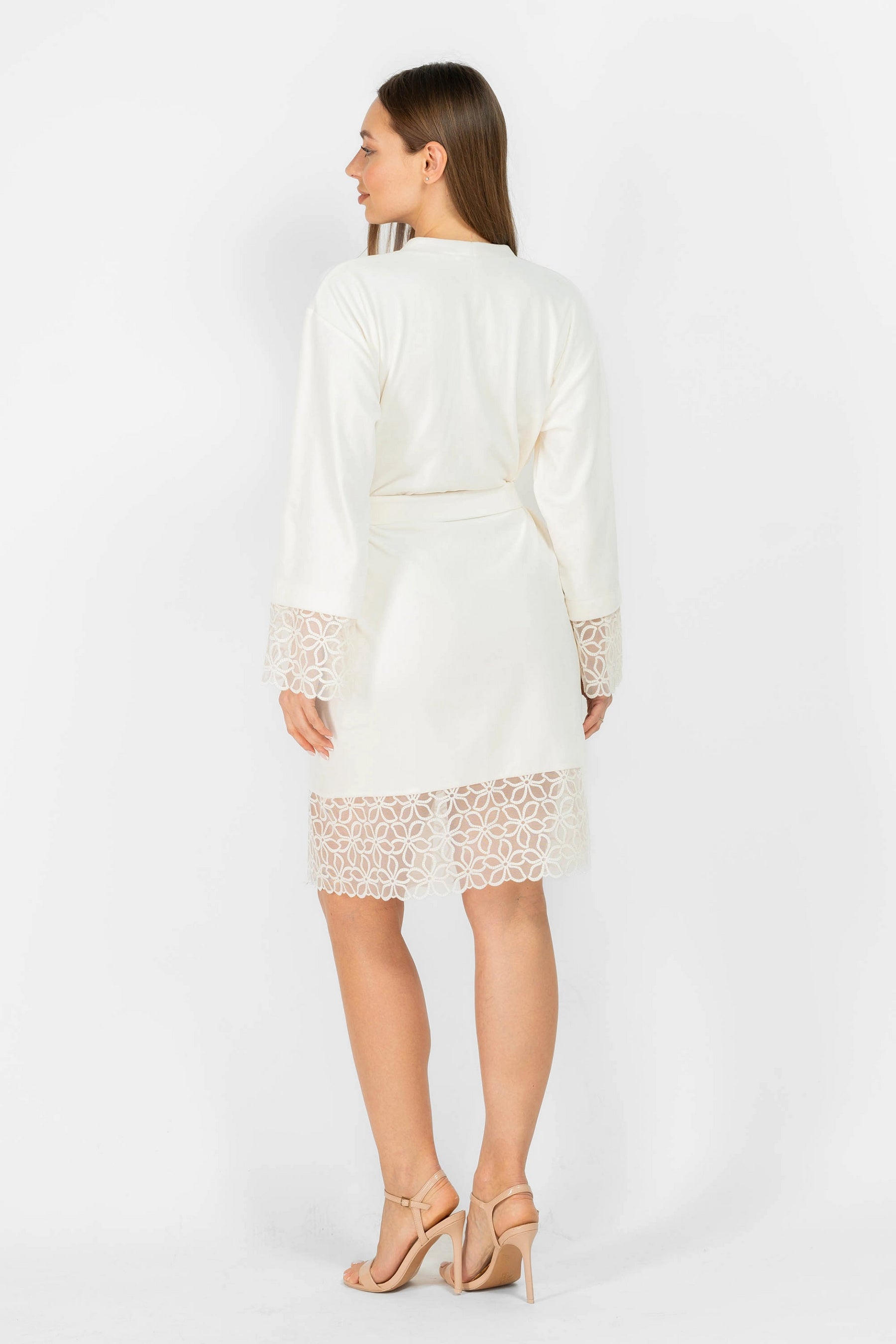 Велюровый халат с вышивкой 8181-6743 03 champagne