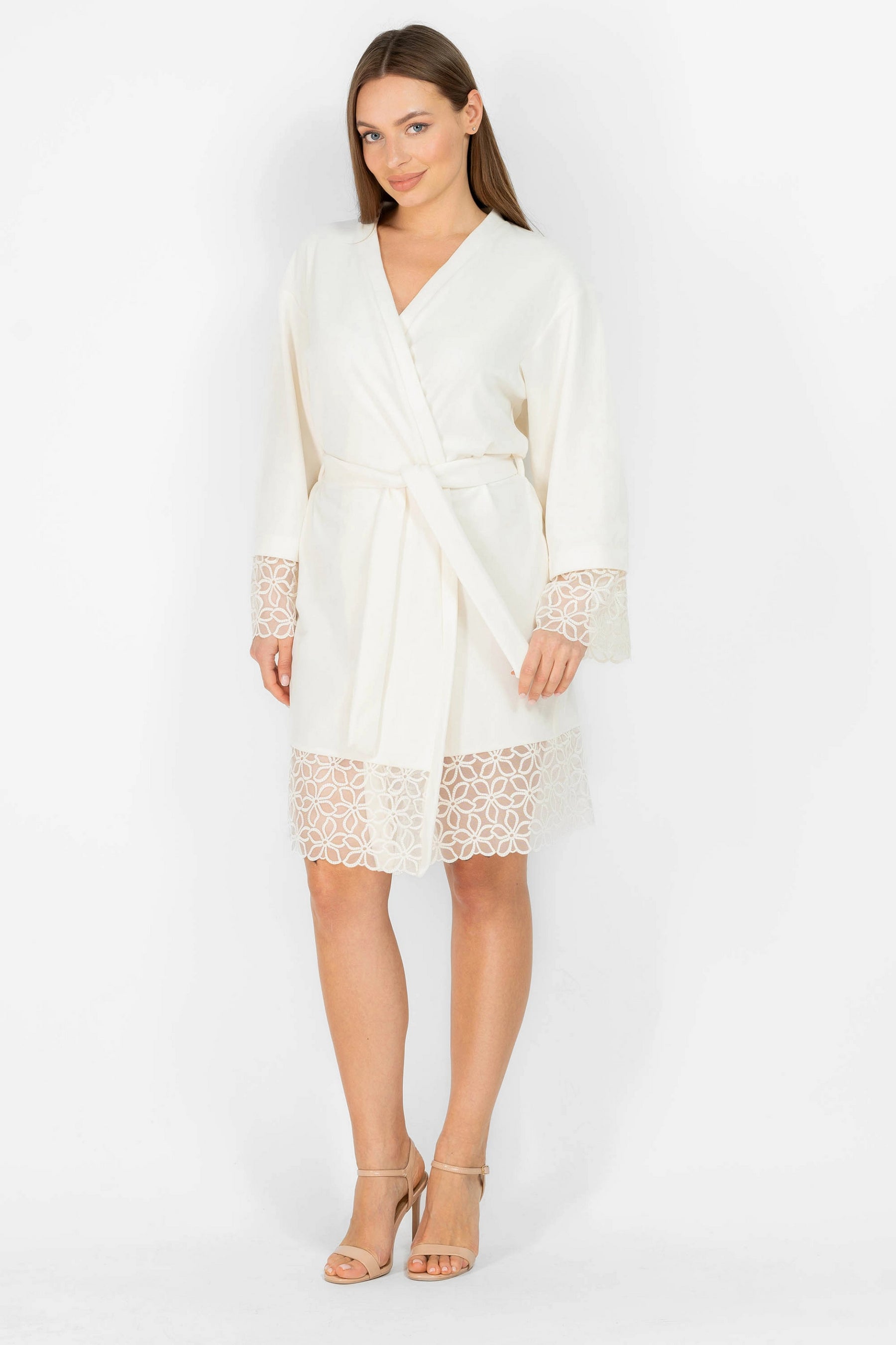 Велюровый халат с вышивкой 8181-6743 03 champagne