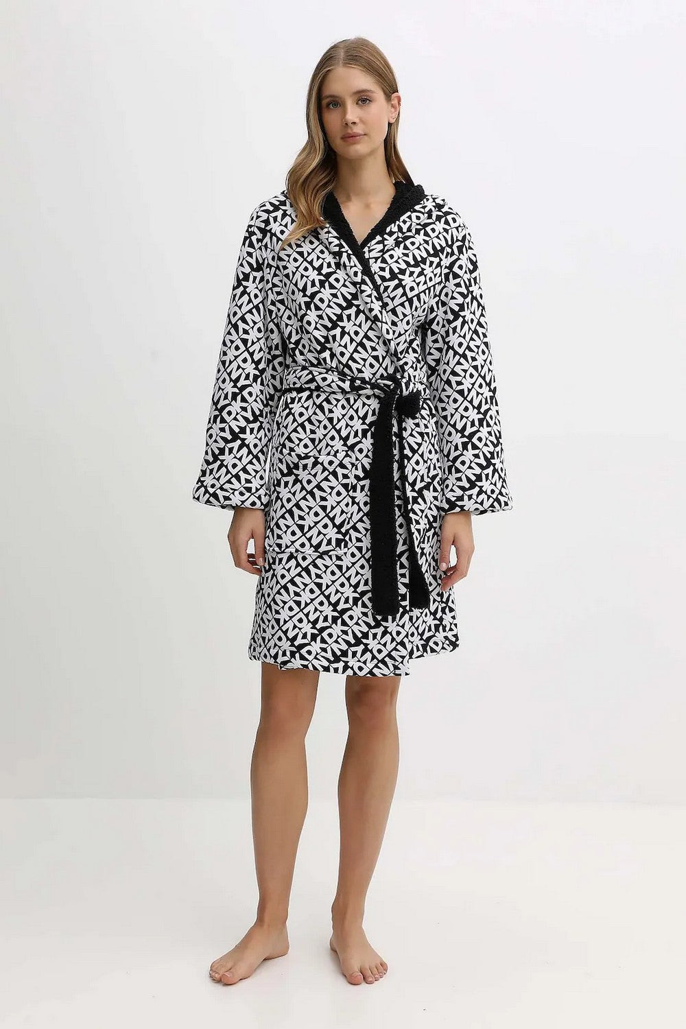 Халат с капюшоном YI00065 007 black print