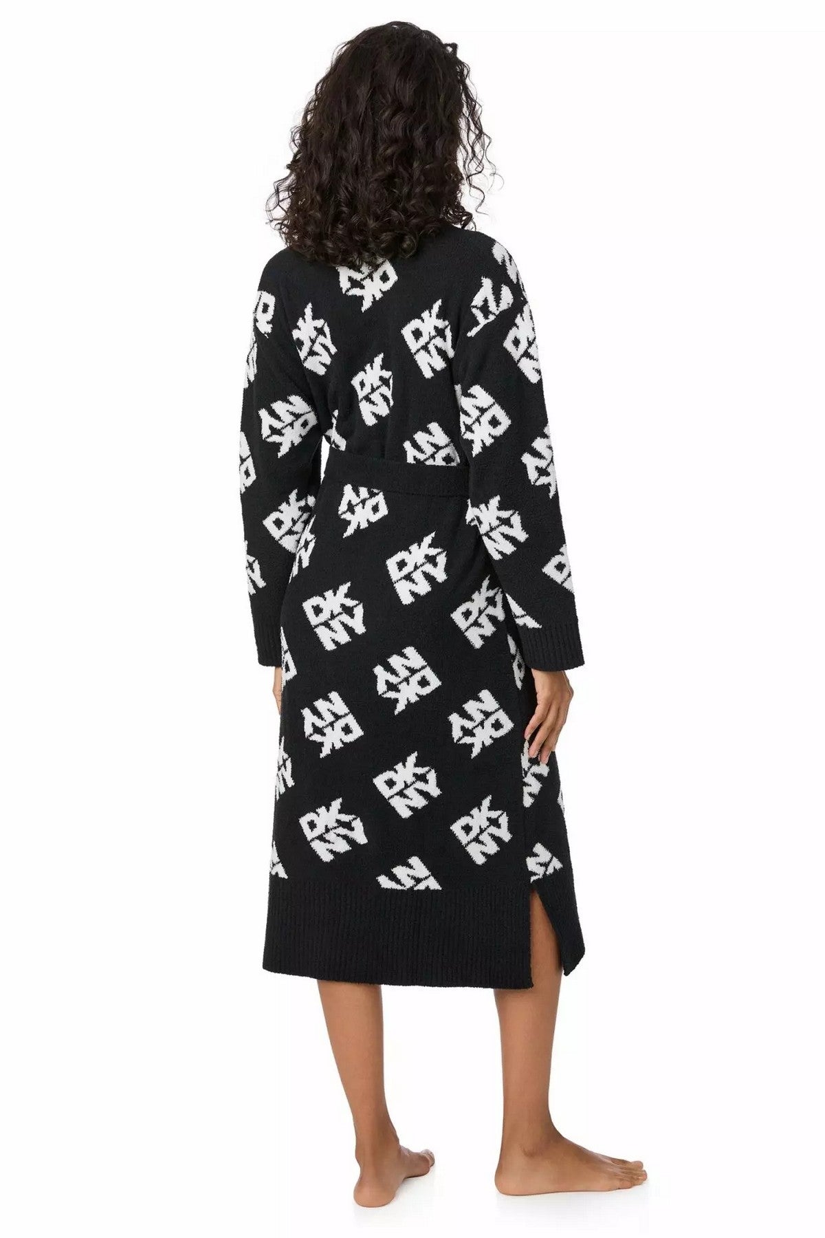 Удлиненный халат с карманами YI10079 002 black pt