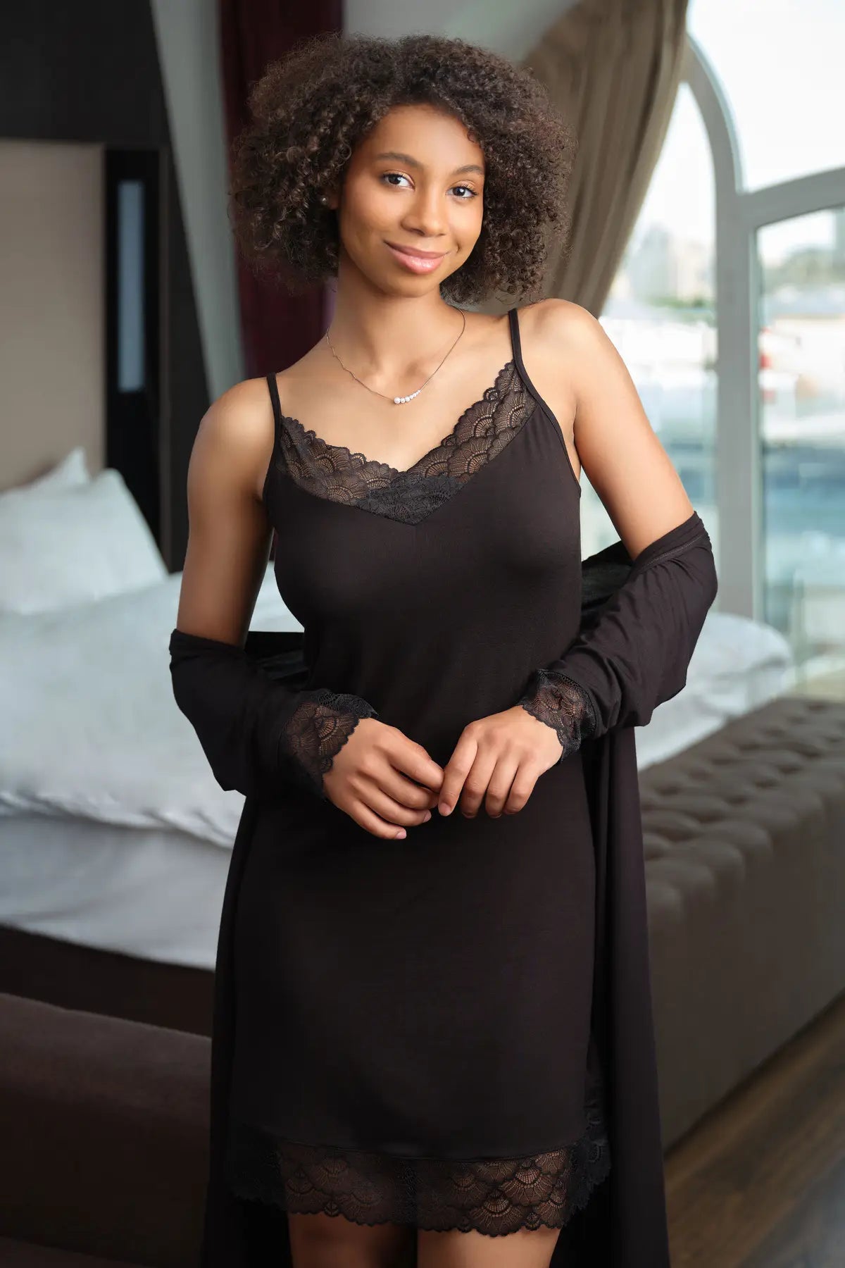 Халат из бамбука 02105 black