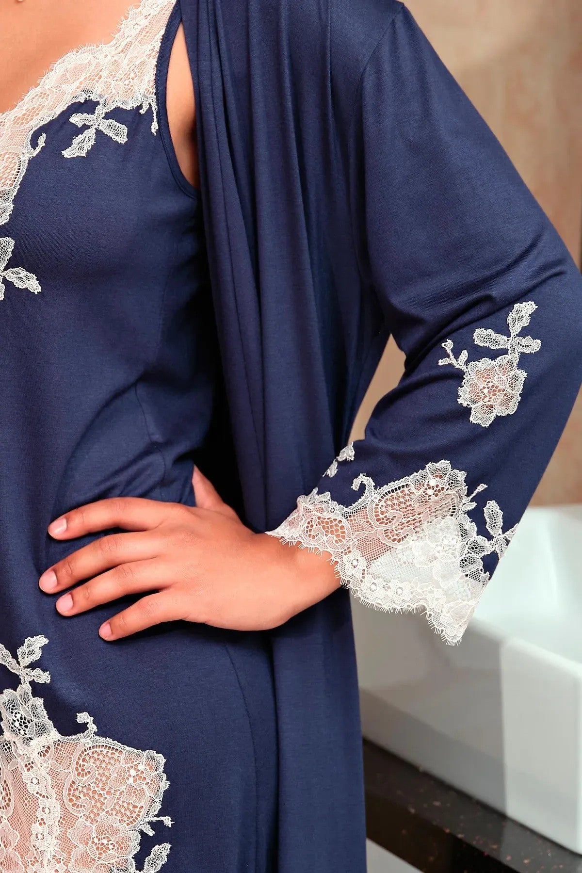 Халат из бамбука 03161O/2 blue