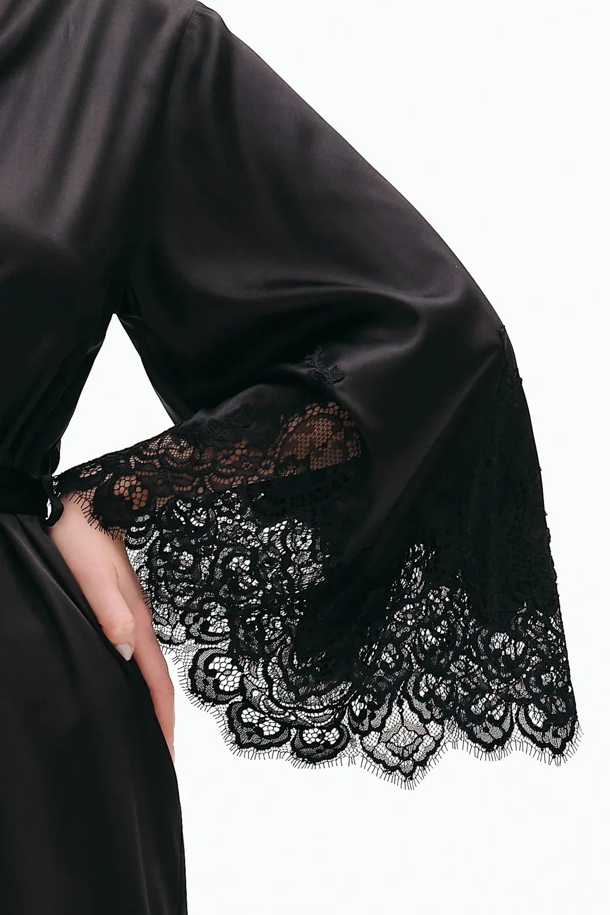 Шелковый халат 04101SL black