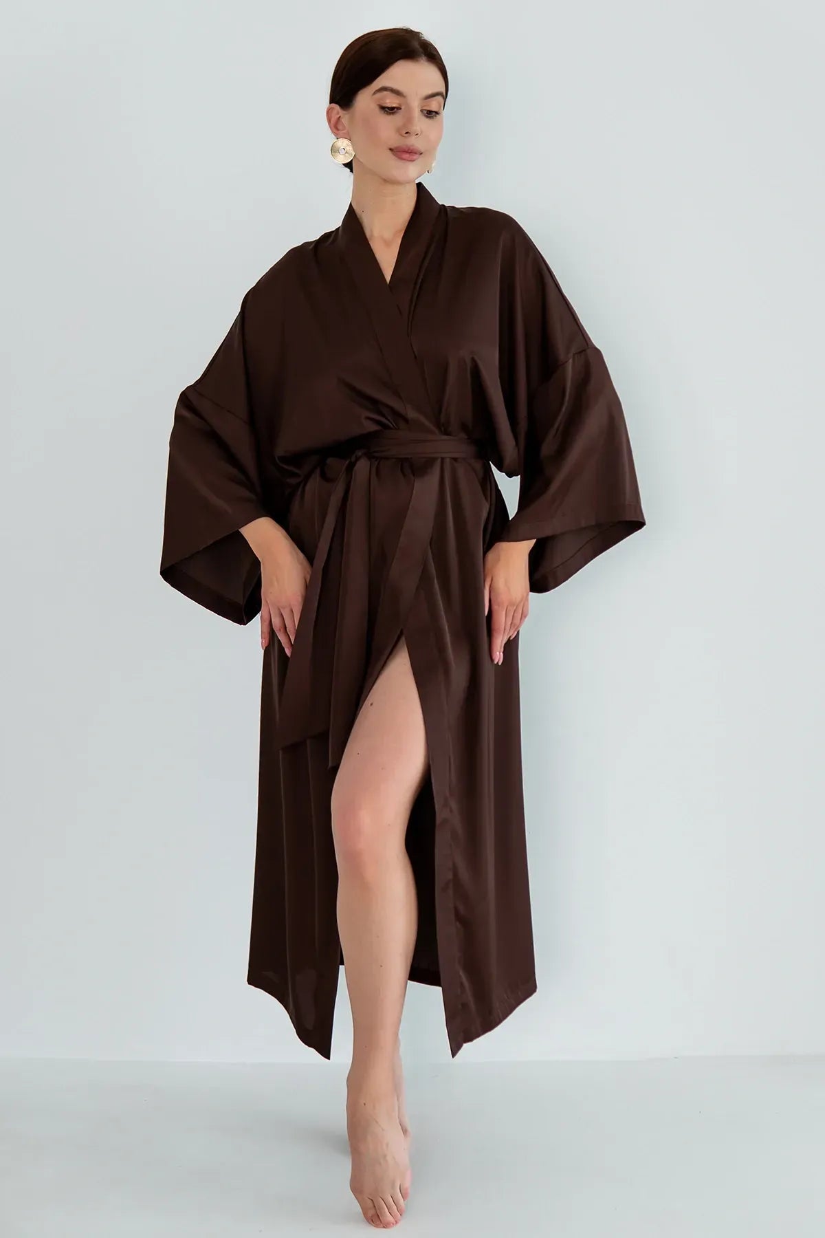 Шелковый халат-кимоно Coffee SH0035-08-04