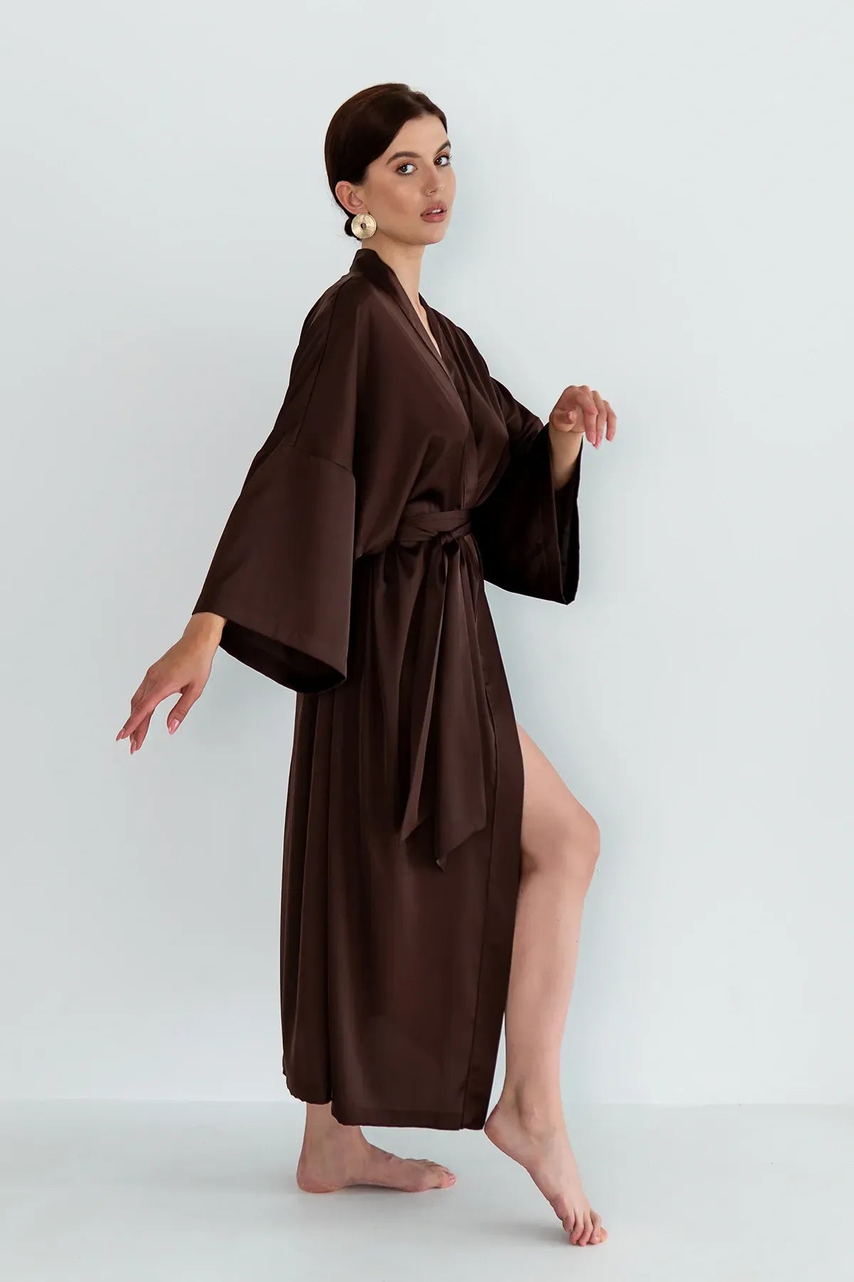 Шелковый халат-кимоно Coffee SH0035-08-04