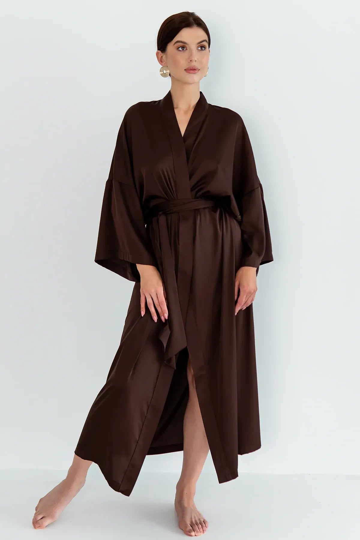 Шелковый халат-кимоно Coffee SH0035-08-04