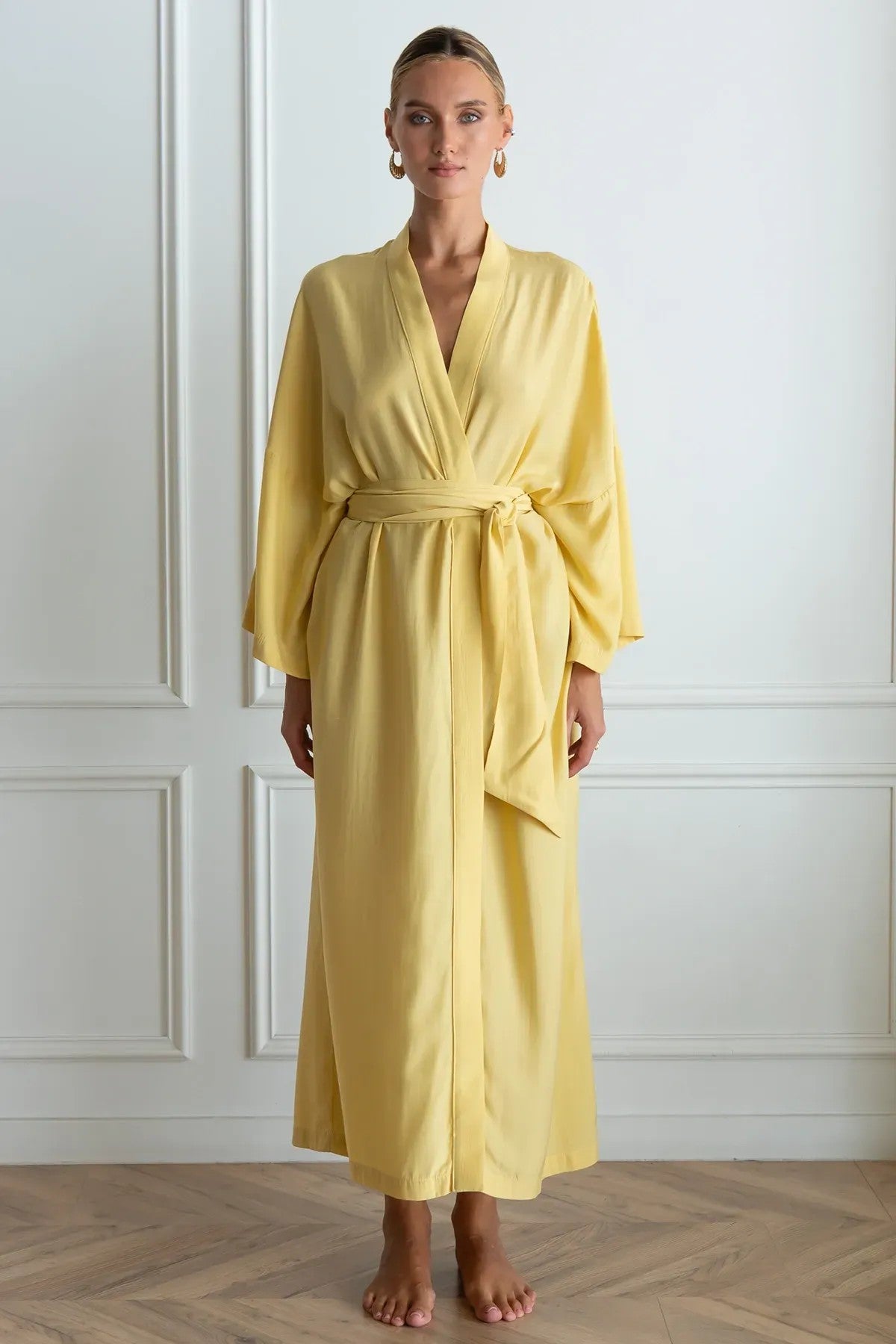 Шелковый халат с хлопком Yellow SL0035-41-04