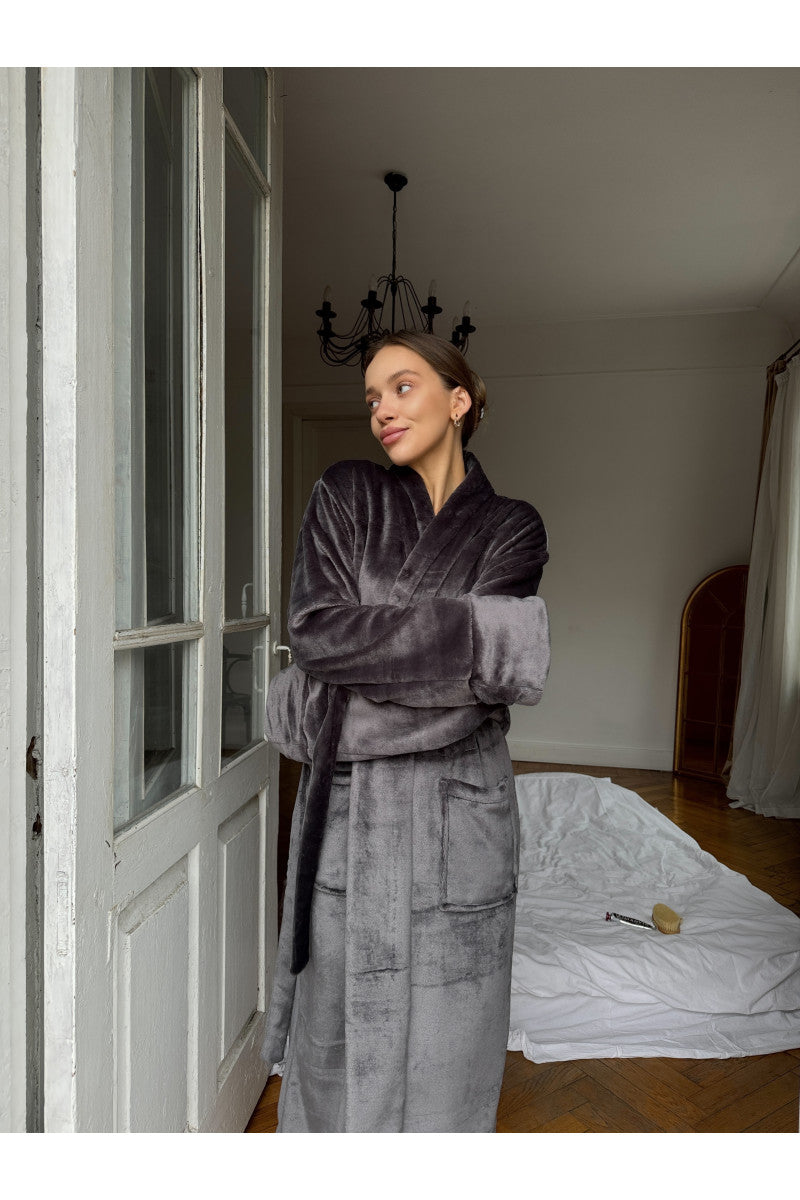 Халат из велсофта унисекс 24158 gray