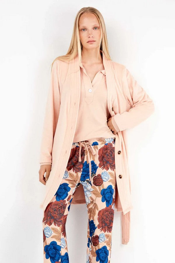 Домашний флисовый халат 2/20303 cream