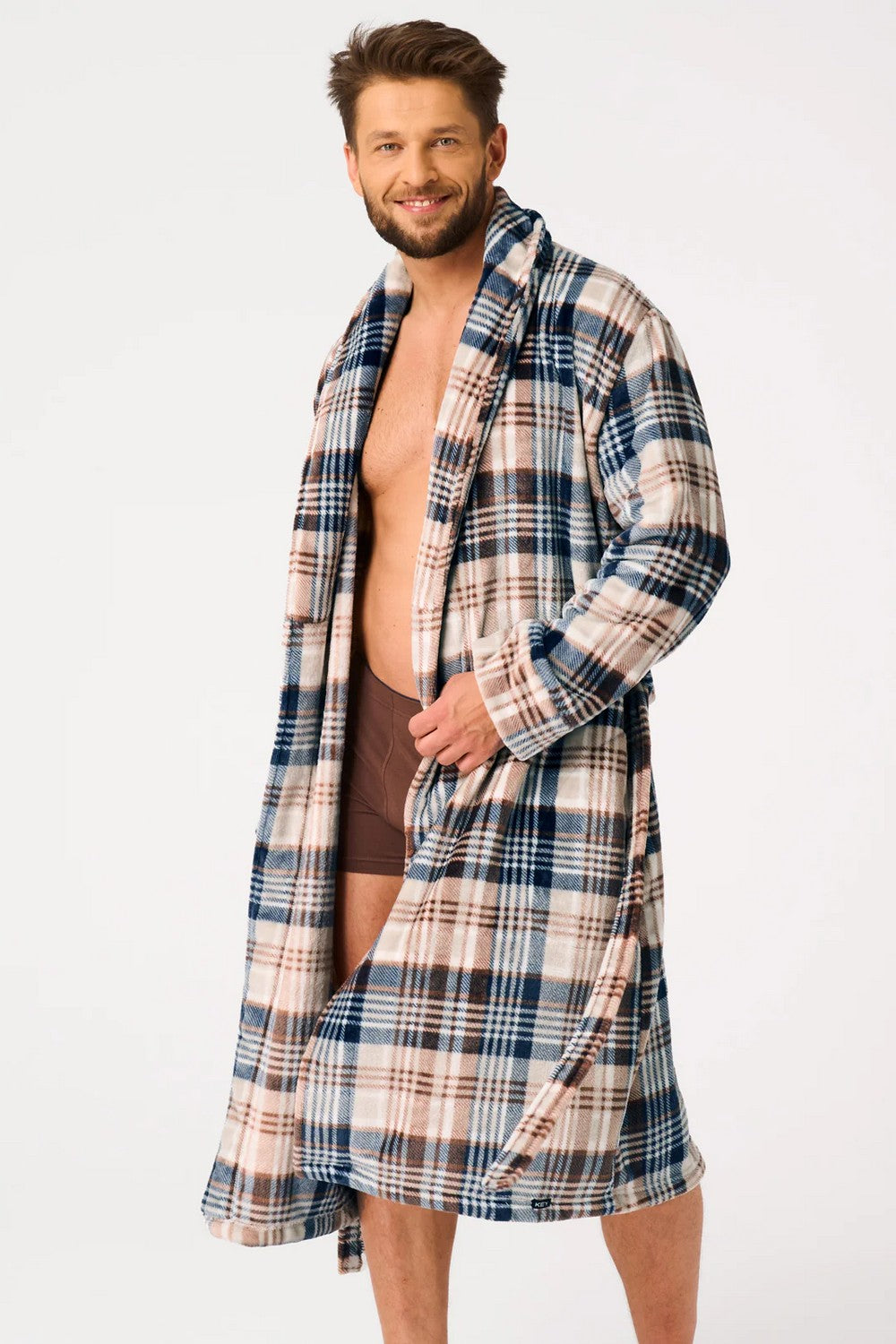 Мужской халат в клетку MGL 443 beige