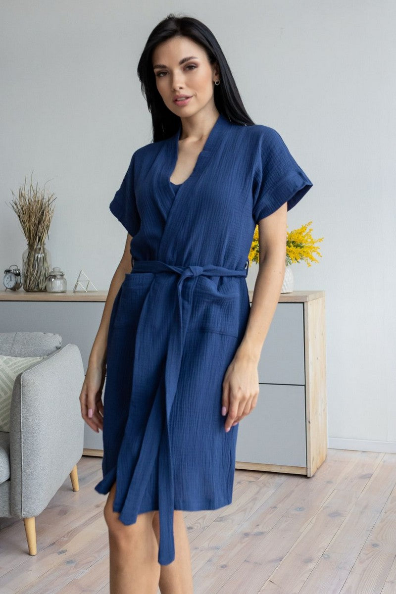 Халат из муслина Хс1806 blue