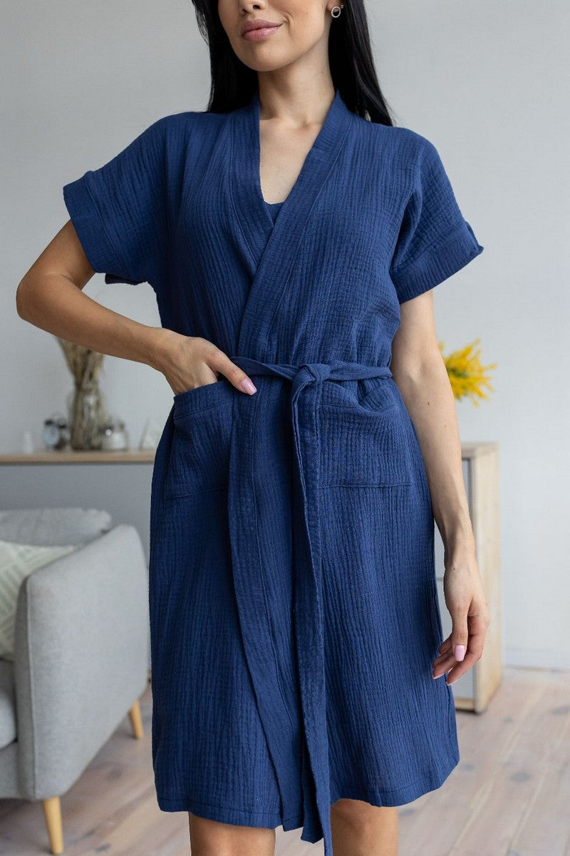 Халат из муслина Хс1806 blue