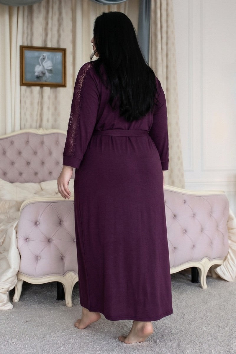 Довгий халат із віскози Хсл1235 plum MiaNaGreen спина