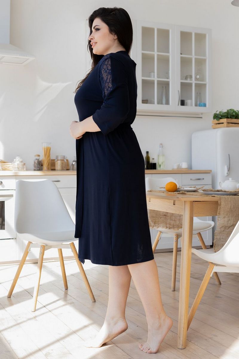 Халат из вискозы с кружевом Хс1212 blue