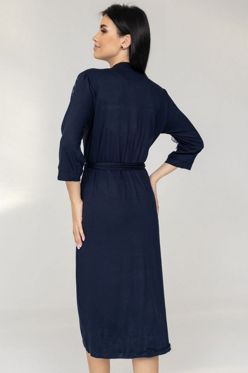 Халат из вискозы с кружевом Хс1212 blue
