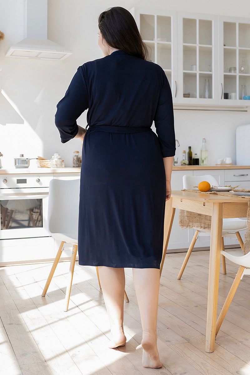 Халат из вискозы с кружевом Хс1212 blue